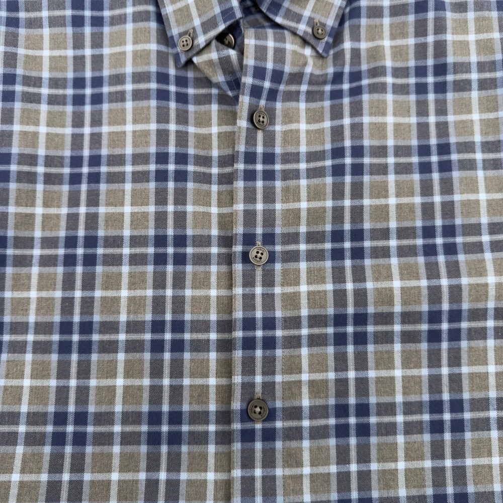 Twillory Mens Untuckable Tailored Fit Plaid Button Down Shirt Blue Grey Medium - Picture 3 of 7